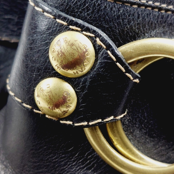 Coach Black Leather Slip On Gold Buckle Detail Heeled Mule Clogs M68 - Picture 13 of 14